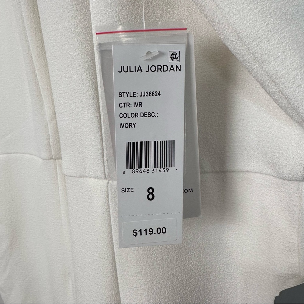 JULIA JORDAN Ivory Knot Neck Halter Wide Leg Jumpsuit Elegant Formal Size 8 NWT - Picture 7 of 9
